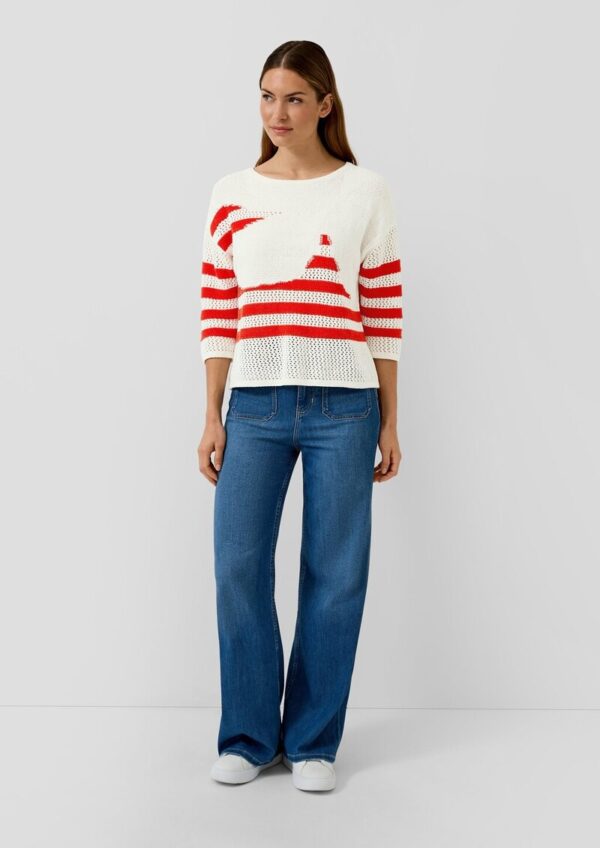 Locker gestrickter Pullover im Relaxed Fit mit Blumen-Artwork