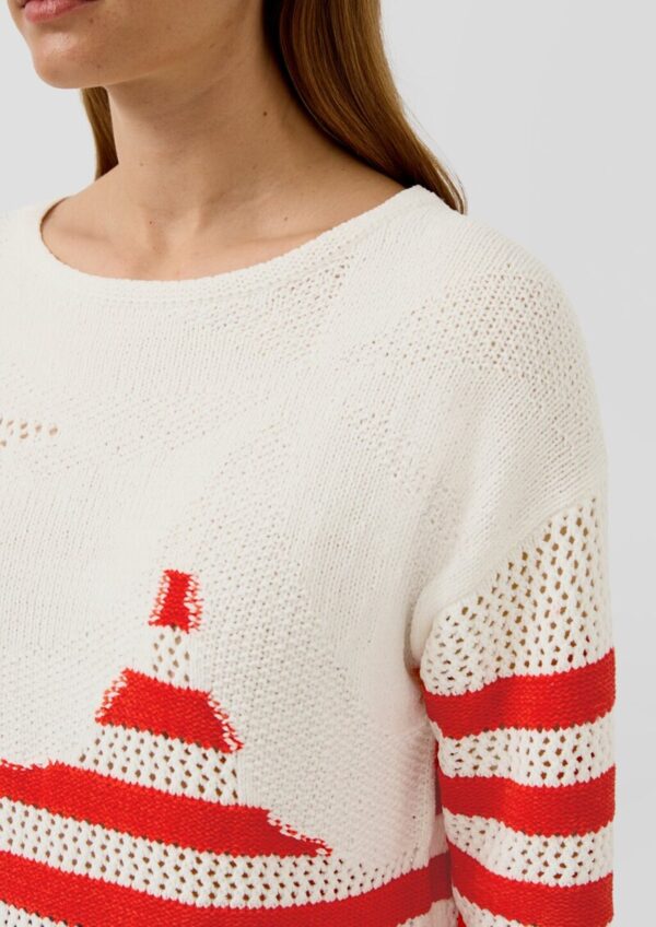 Locker gestrickter Pullover im Relaxed Fit mit Blumen-Artwork