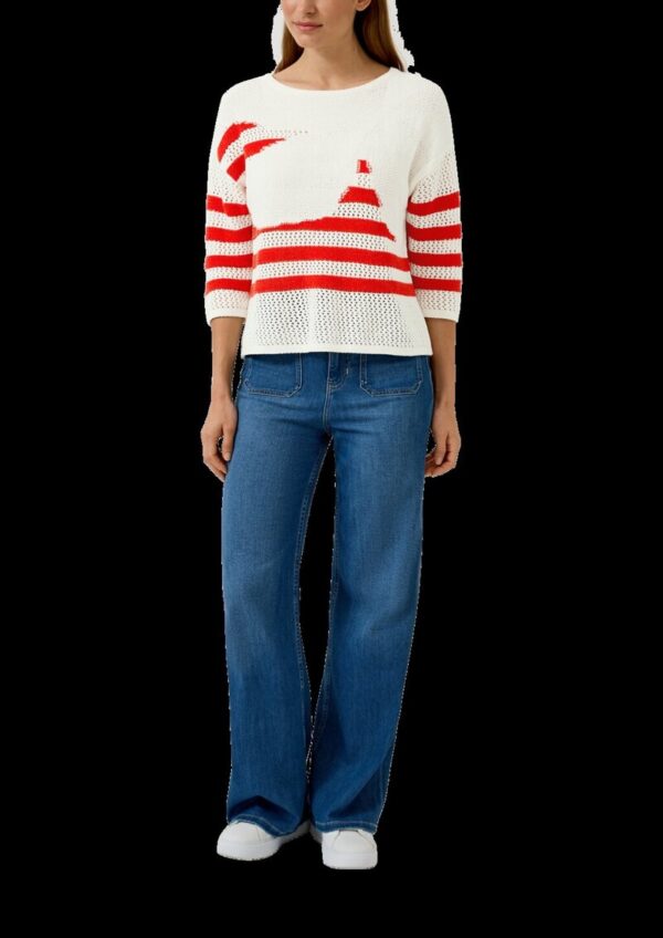 Locker gestrickter Pullover im Relaxed Fit mit Blumen-Artwork