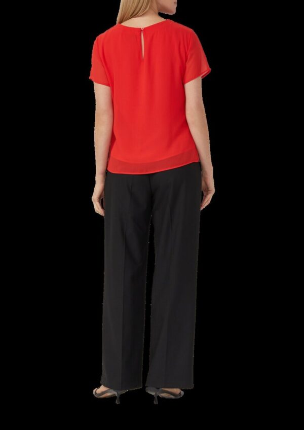 Kurzärmelige Chiffon-Bluse mit Rundhalsausschnitt und Raffung