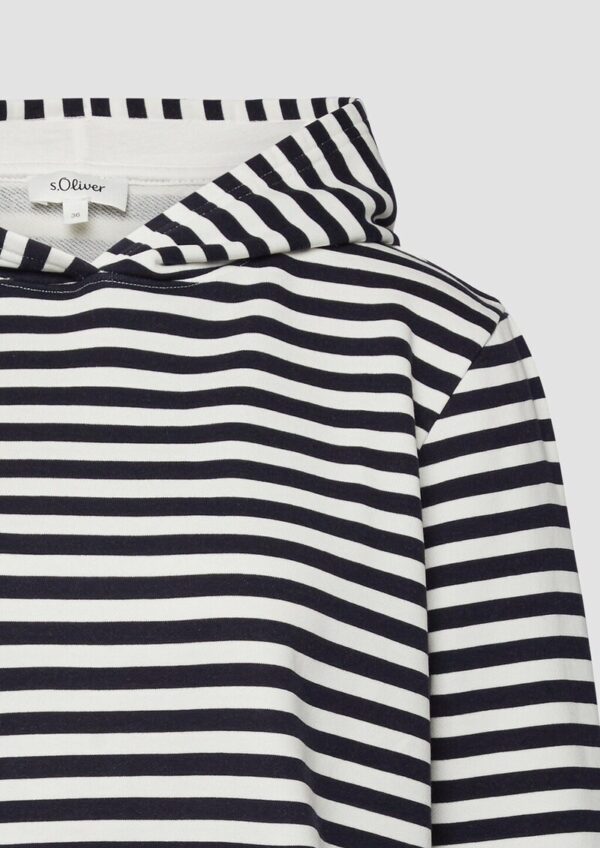 Gestreiftes Sweatshirt aus Baumwollmix mit Kapuze