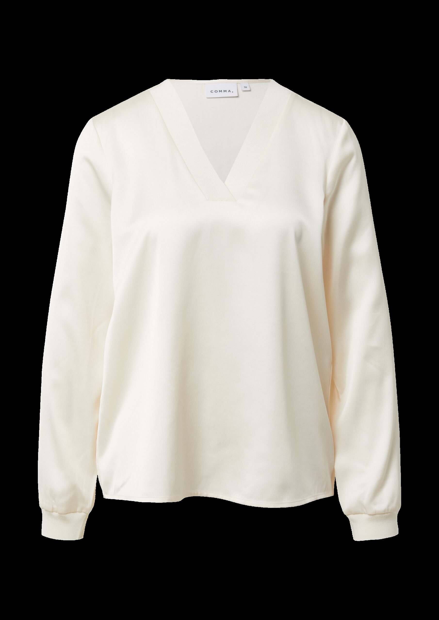 Satinbluse mit V-Ausschnitt und feinen Rippdetails