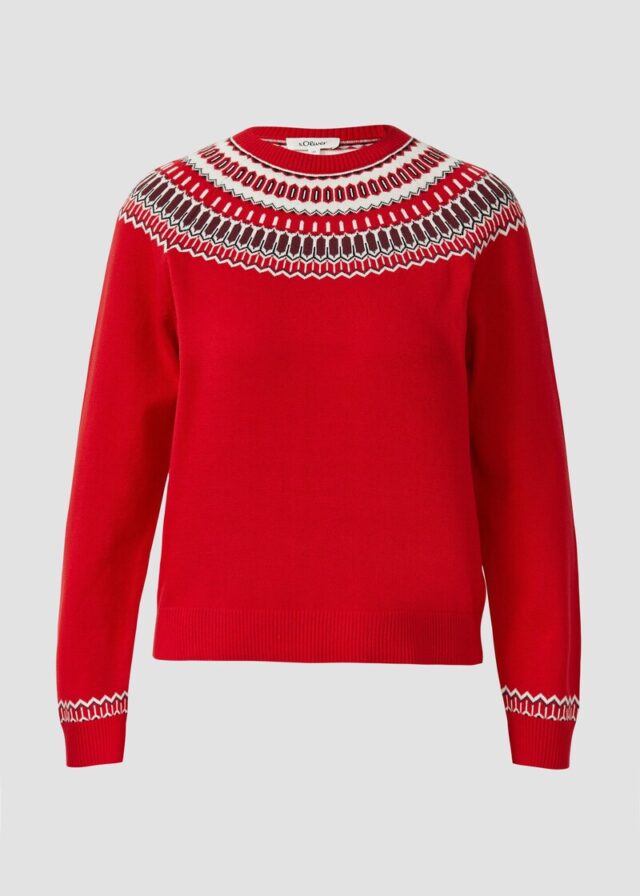 Feinstrickpullover mit Norwegermuster
