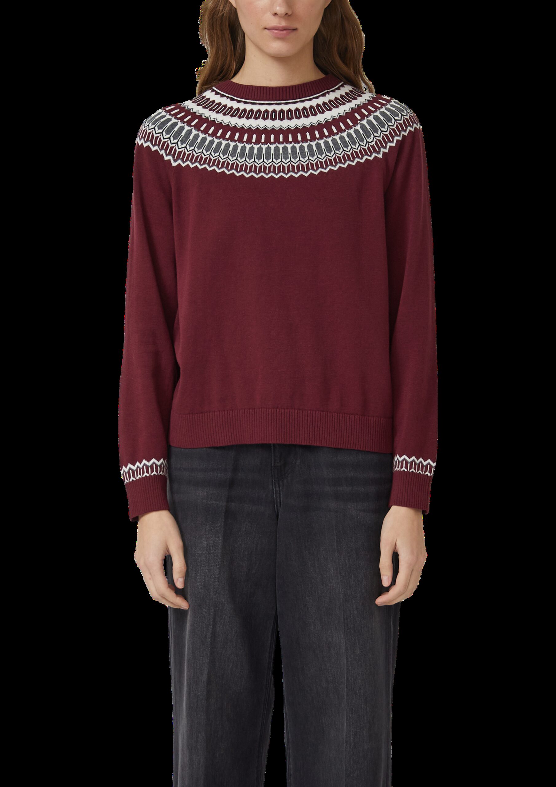 Feinstrickpullover mit Norwegermuster