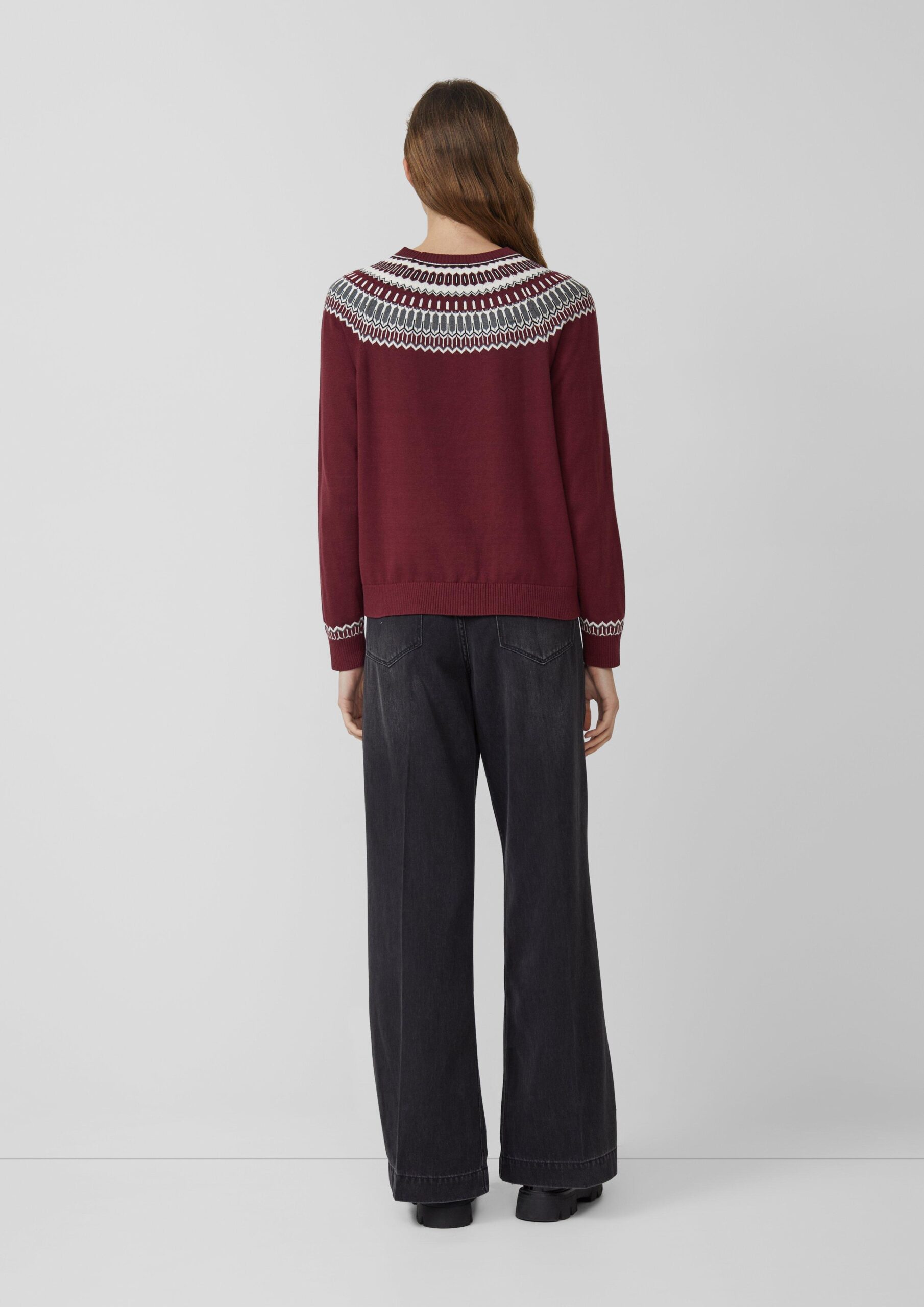 Feinstrickpullover mit Norwegermuster