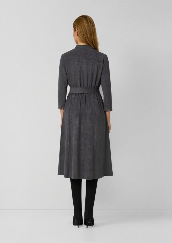 Hemdblusenkleid in Veloursleder-Optik mit Raffung