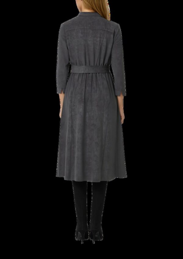 Hemdblusenkleid in Veloursleder-Optik mit Raffung