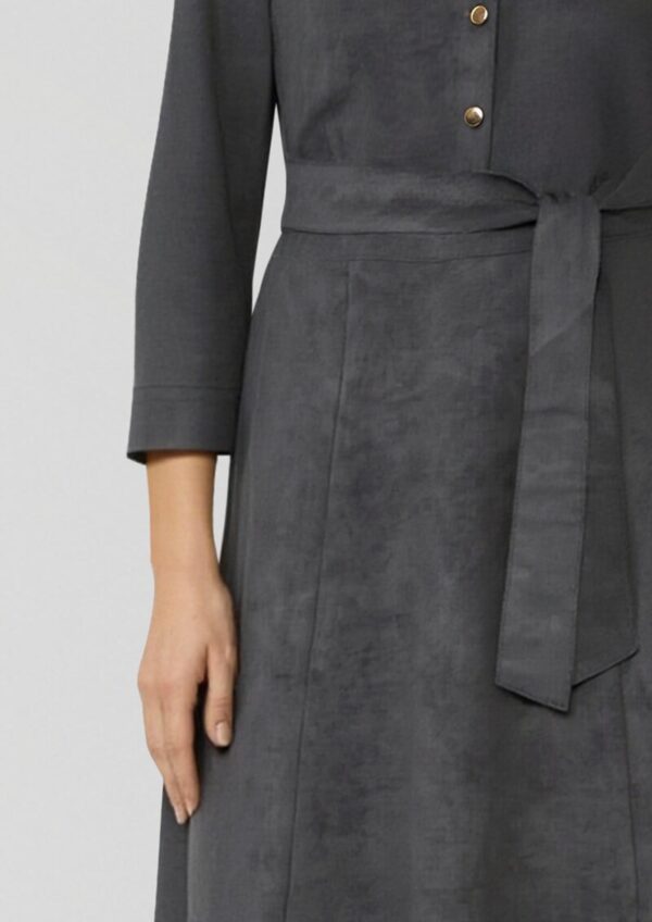 Hemdblusenkleid in Veloursleder-Optik mit Raffung