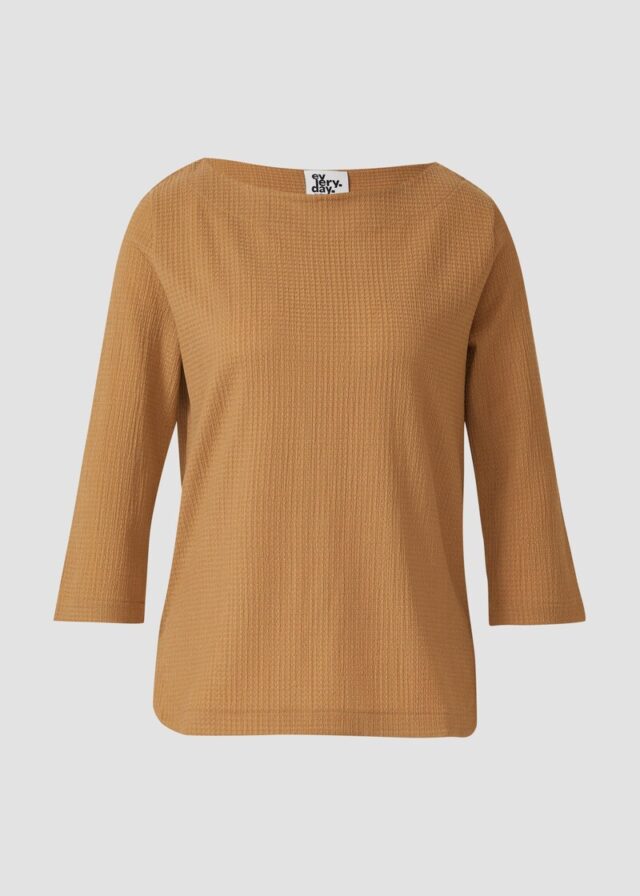 Sweatshirt aus Struktur-Strick mit abgerundetem Saum