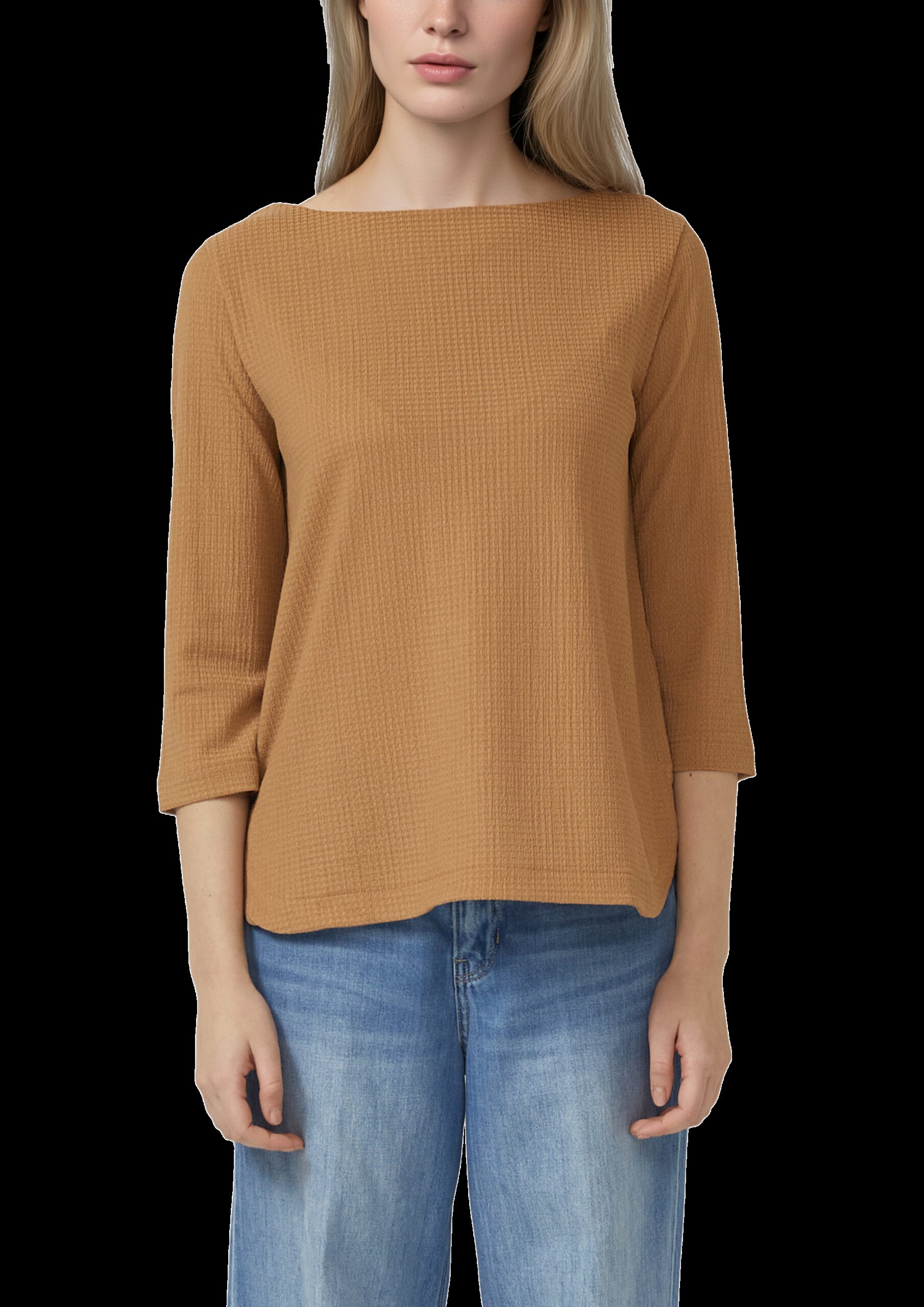 Sweatshirt aus Struktur-Strick mit abgerundetem Saum