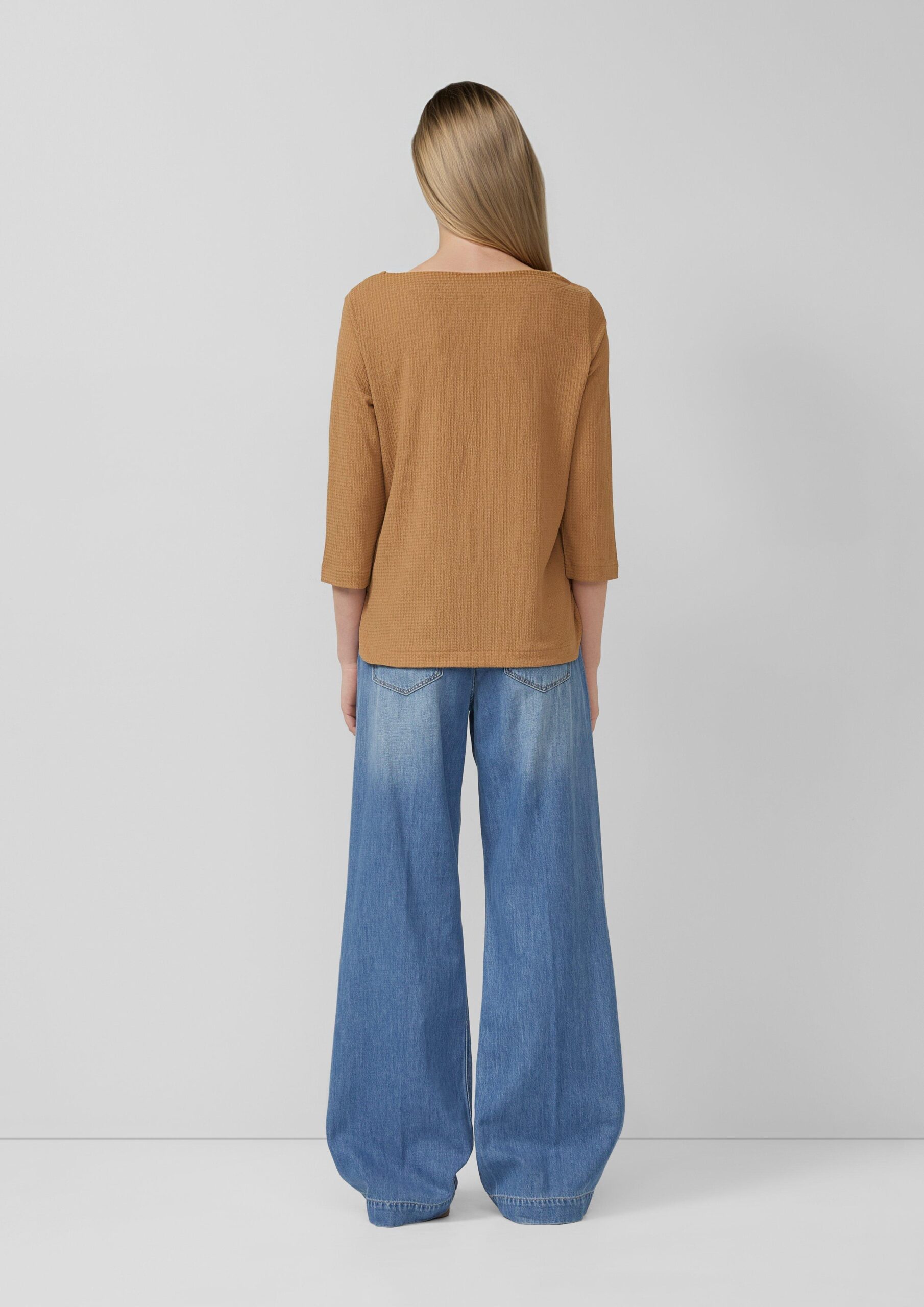 Sweatshirt aus Struktur-Strick mit abgerundetem Saum