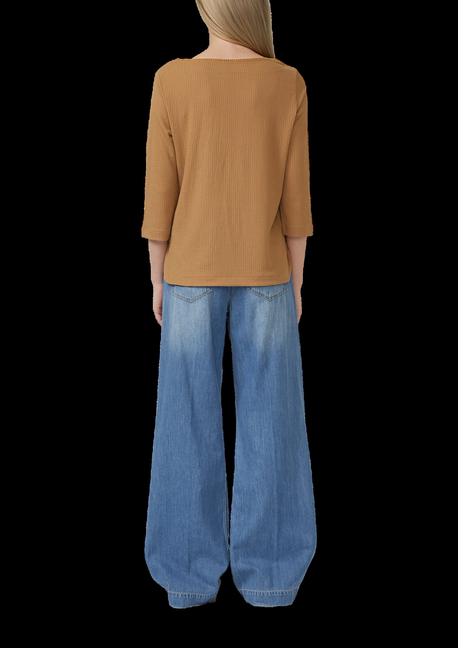 Sweatshirt aus Struktur-Strick mit abgerundetem Saum