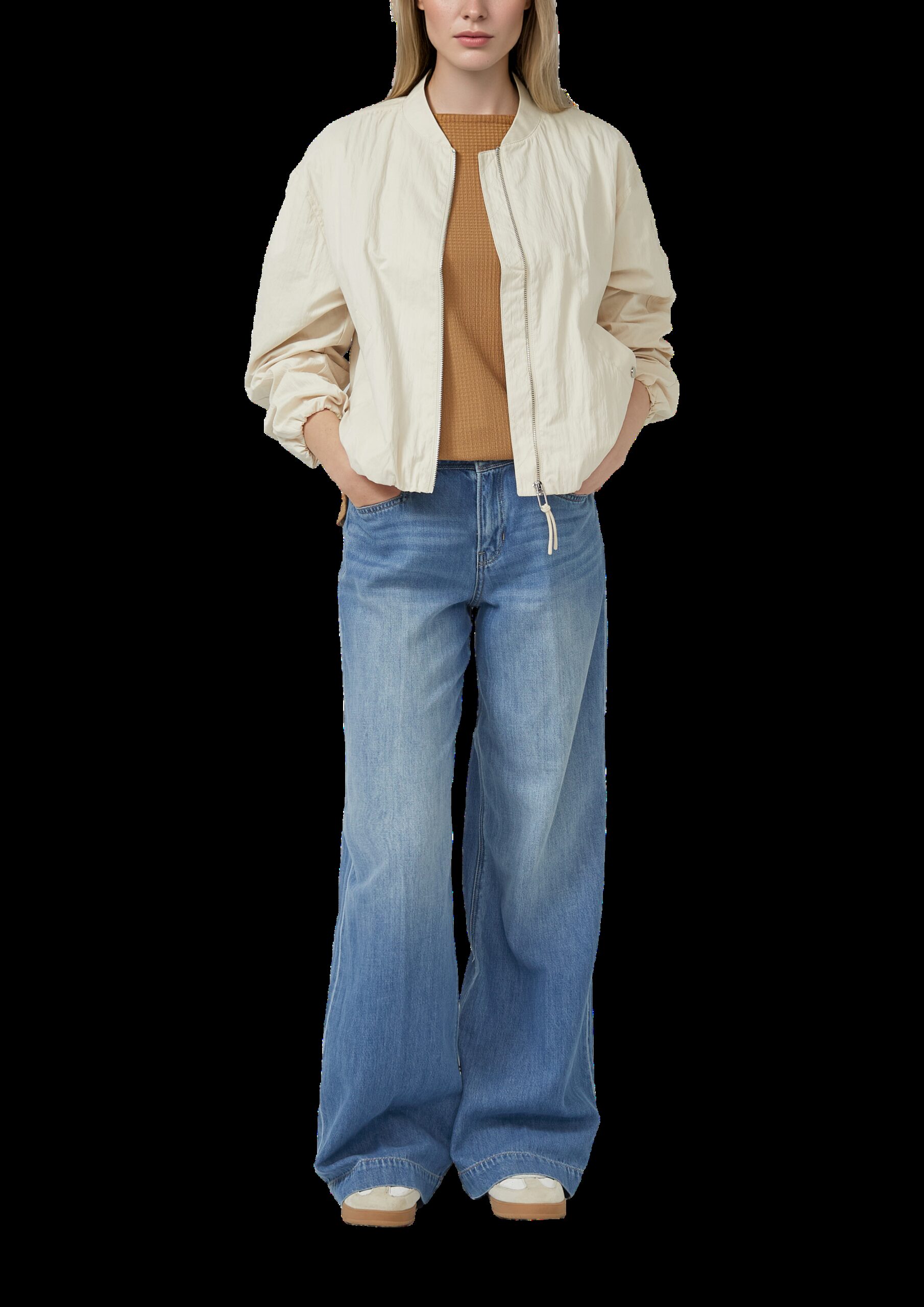 Sweatshirt aus Struktur-Strick mit abgerundetem Saum