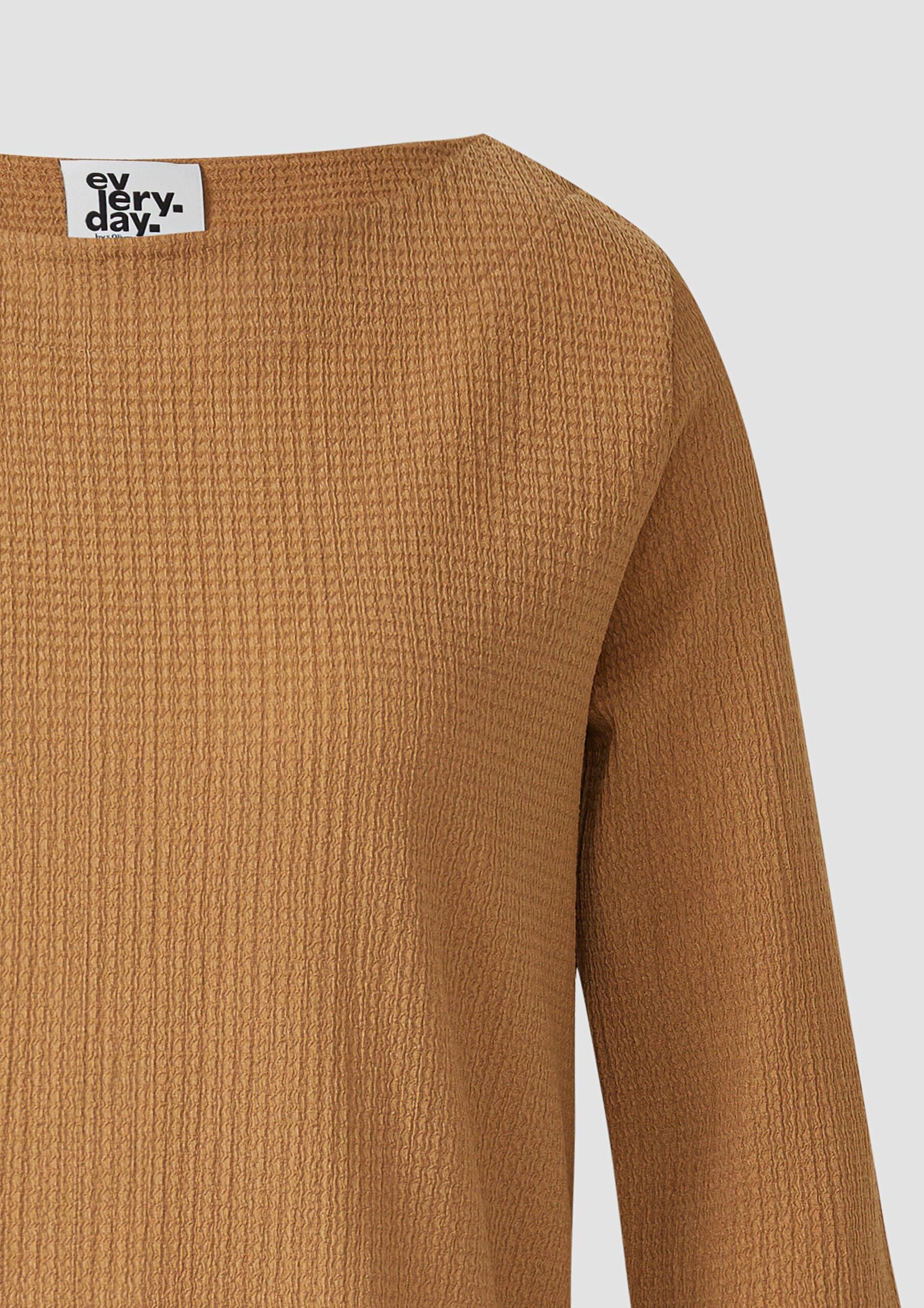 Sweatshirt aus Struktur-Strick mit abgerundetem Saum