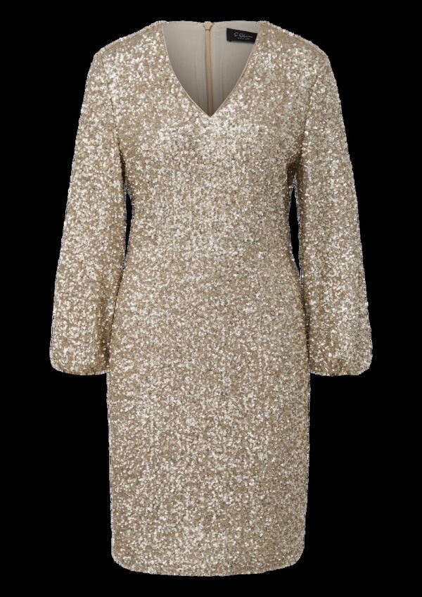 Kurzes Pailletten-Kleid mit Gummizug am Ärmel