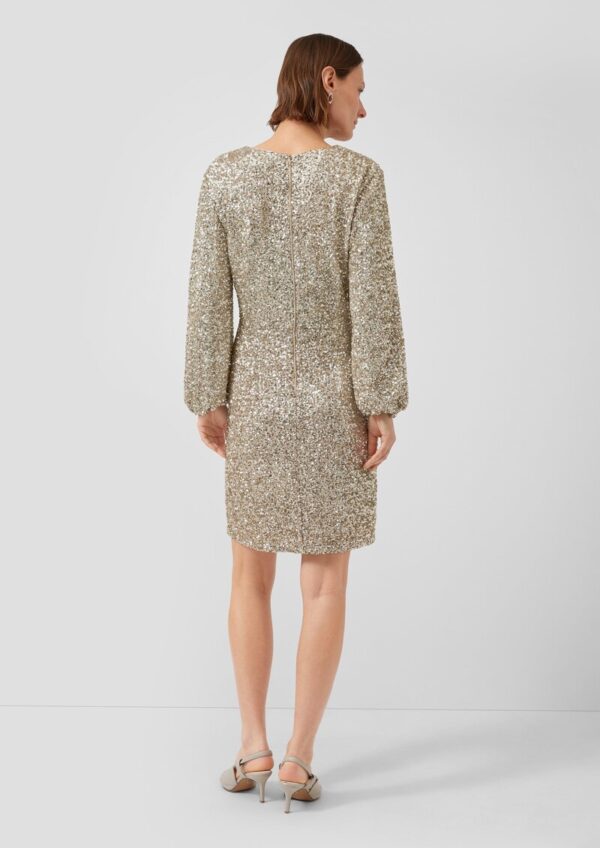 Kurzes Pailletten-Kleid mit Gummizug am Ärmel