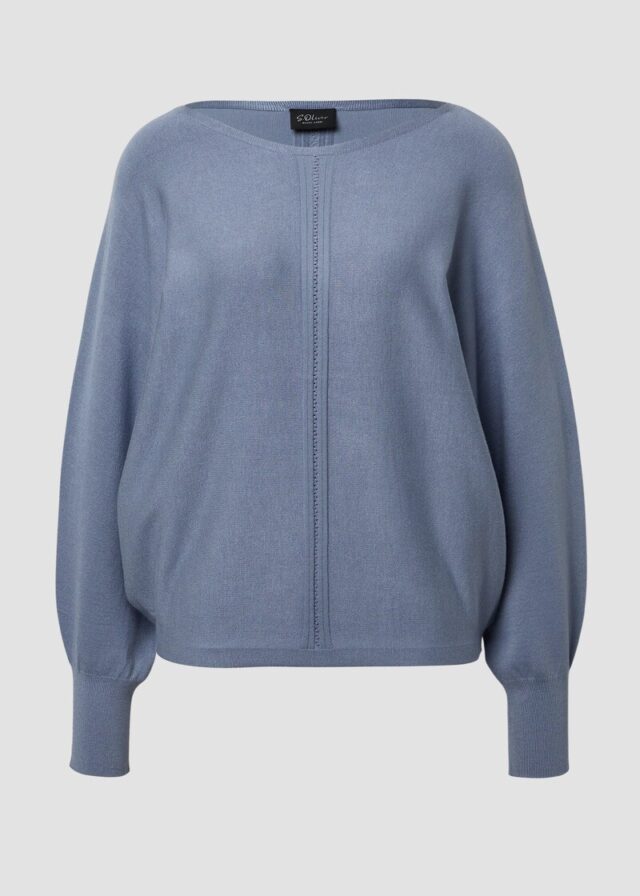 Feinstrickpullover mit Fledermausärmeln und Ajour-Details