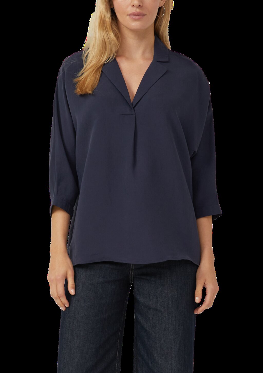 Relaxed-Fit-Hemdbluse mit Fledermausärmeln