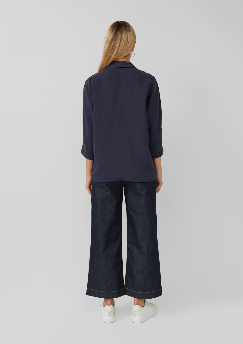 Relaxed-Fit-Hemdbluse mit Fledermausärmeln