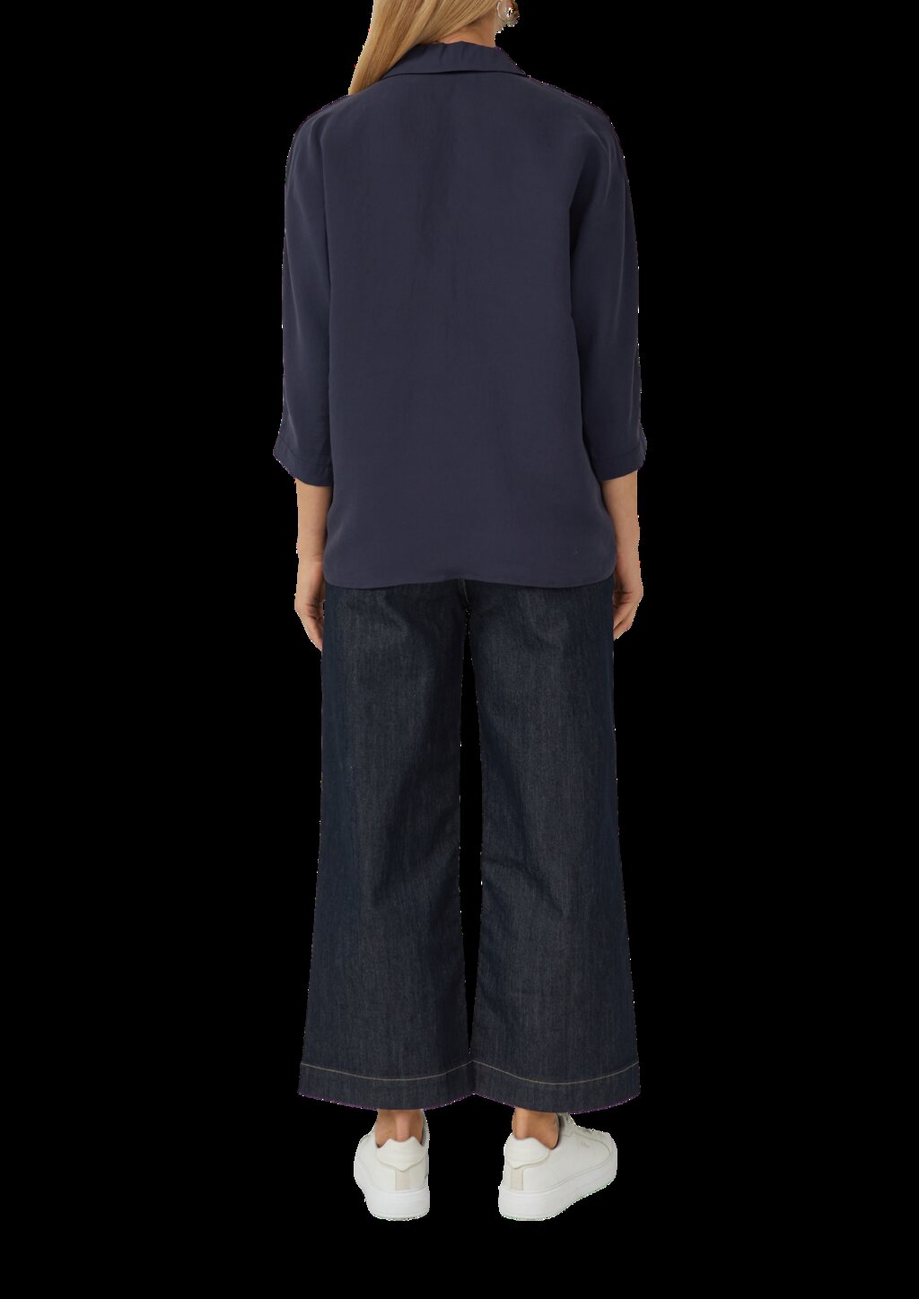 Relaxed-Fit-Hemdbluse mit Fledermausärmeln