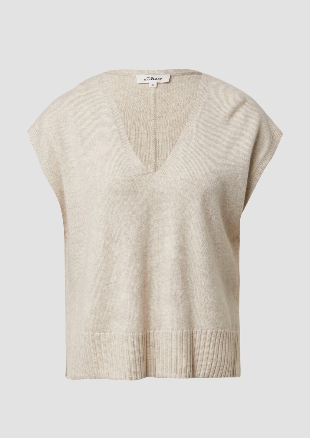 Pullunder aus Wollmix mit Seitenschlitz und überschnittener Schulter