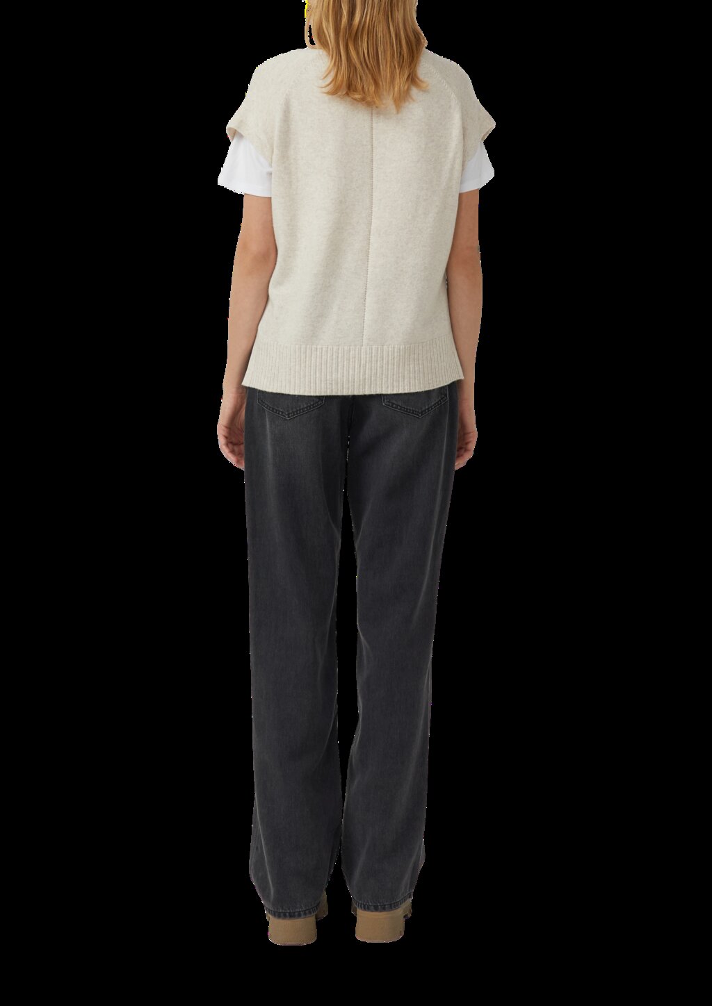 Pullunder aus Wollmix mit Seitenschlitz und überschnittener Schulter