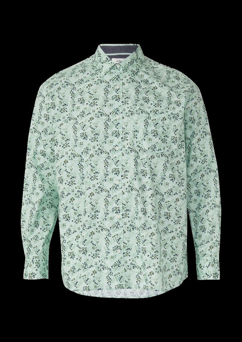 Slim Fit: Langarmhemd mit All-over-Print und Kentkragen