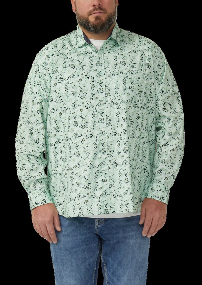 Slim Fit: Langarmhemd mit All-over-Print und Kentkragen