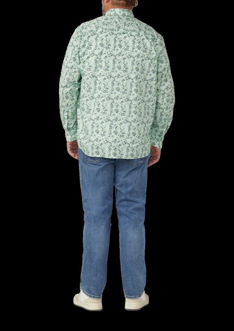 Slim Fit: Langarmhemd mit All-over-Print und Kentkragen