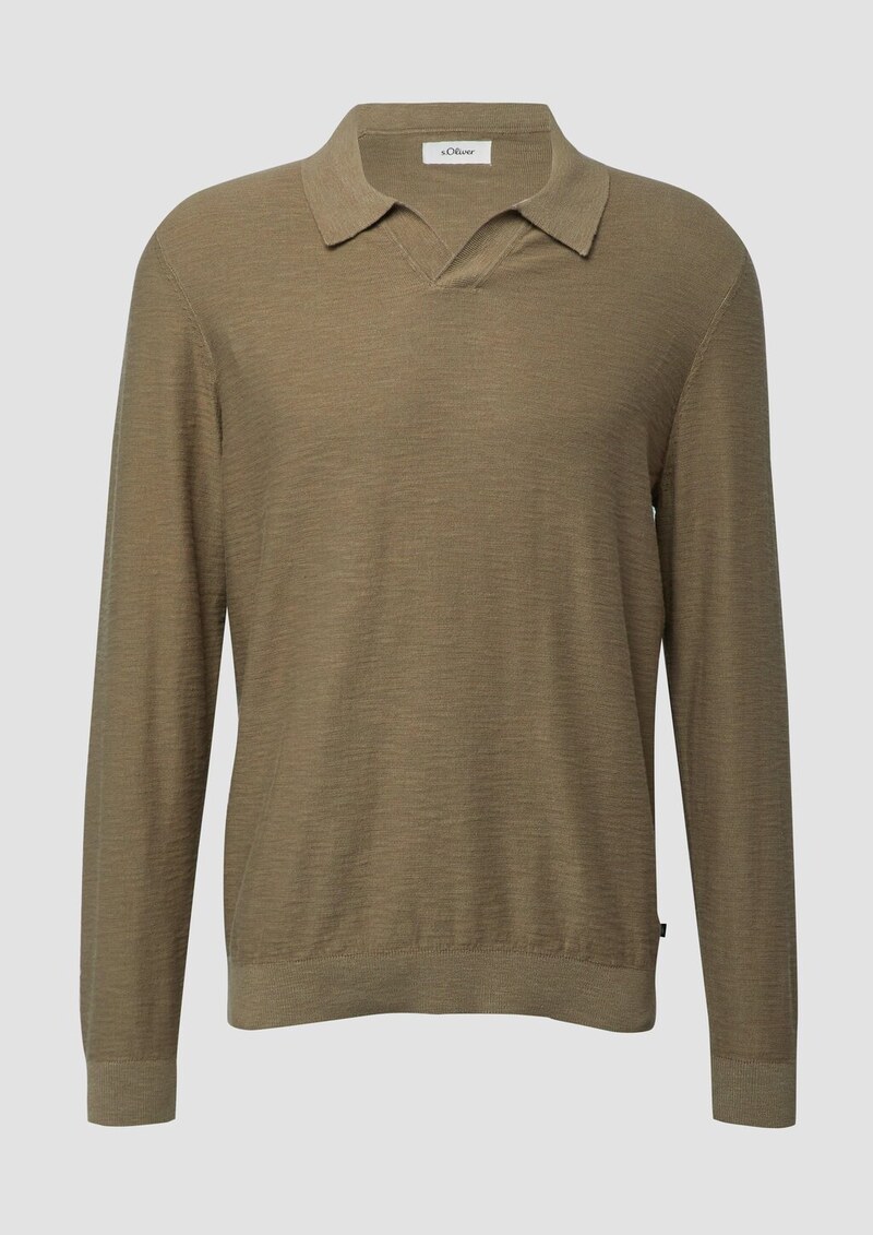 Baumwoll-Strickpolo mit Flammgarnstruktur