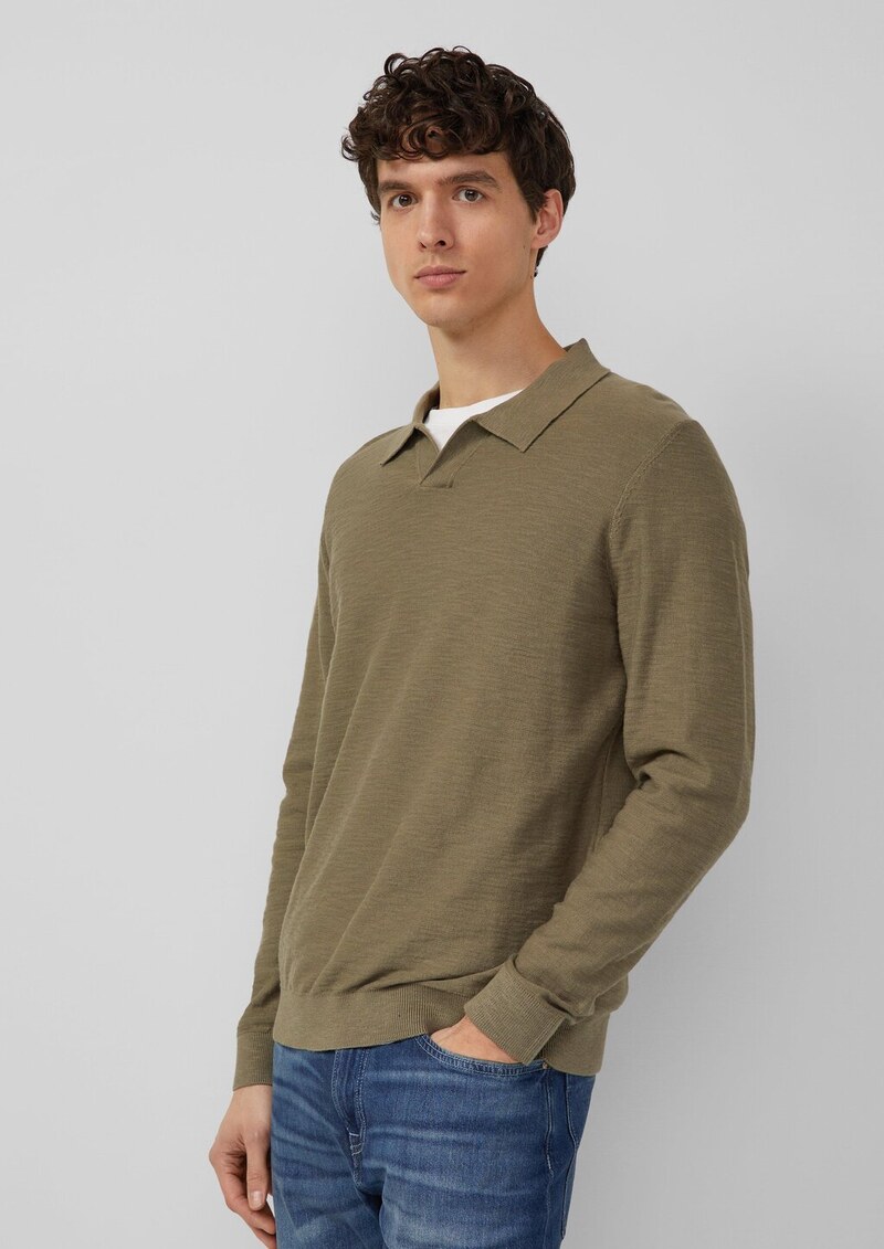 Baumwoll-Strickpolo mit Flammgarnstruktur