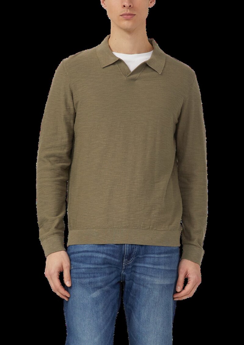 Baumwoll-Strickpolo mit Flammgarnstruktur