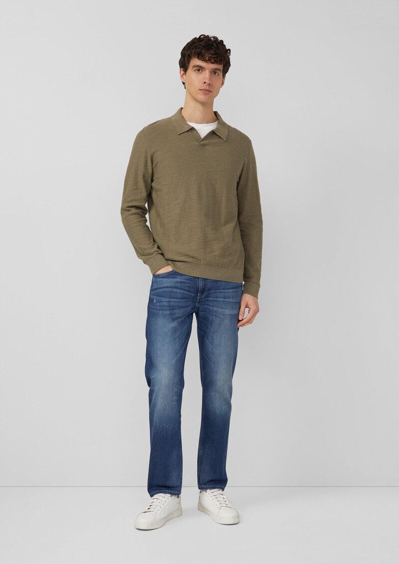 Baumwoll-Strickpolo mit Flammgarnstruktur