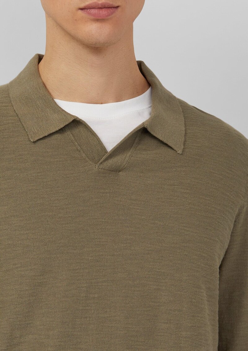 Baumwoll-Strickpolo mit Flammgarnstruktur