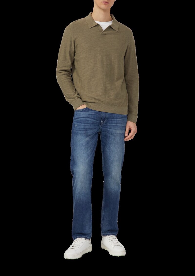 Baumwoll-Strickpolo mit Flammgarnstruktur