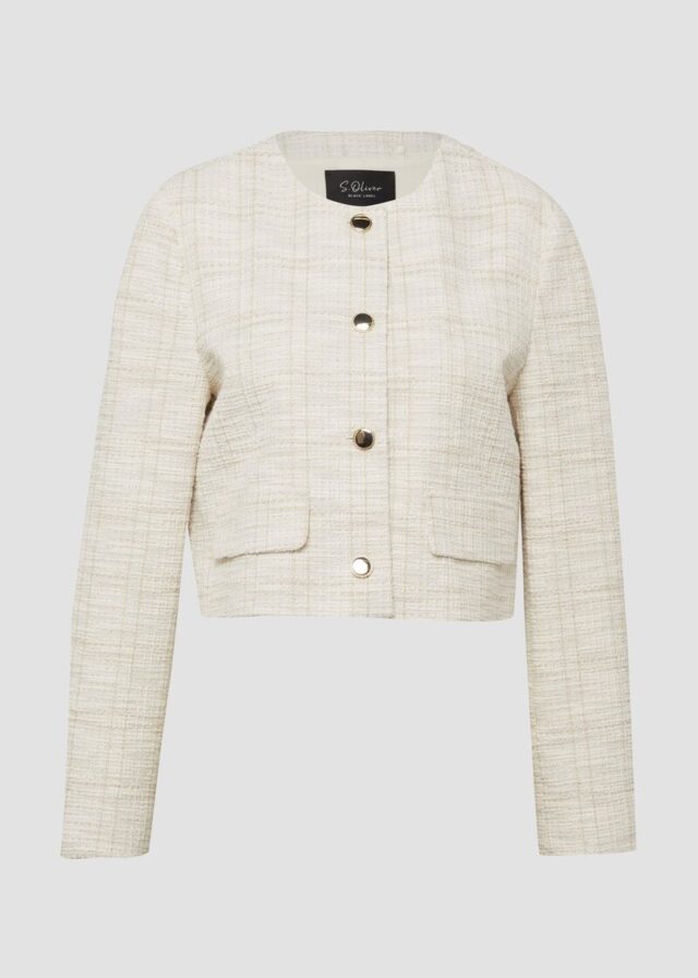 Verkürzte Boucléjacke mit Glitzergarn