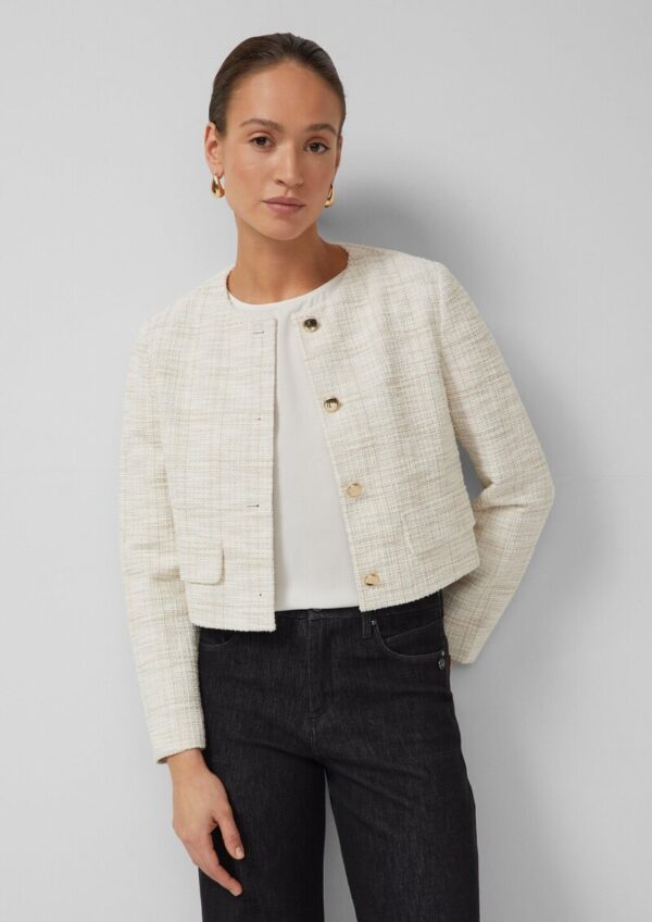 Verkürzte Boucléjacke mit Glitzergarn