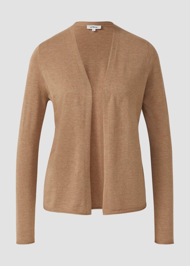 Feinstrickjacke mit Rollkante am Saum