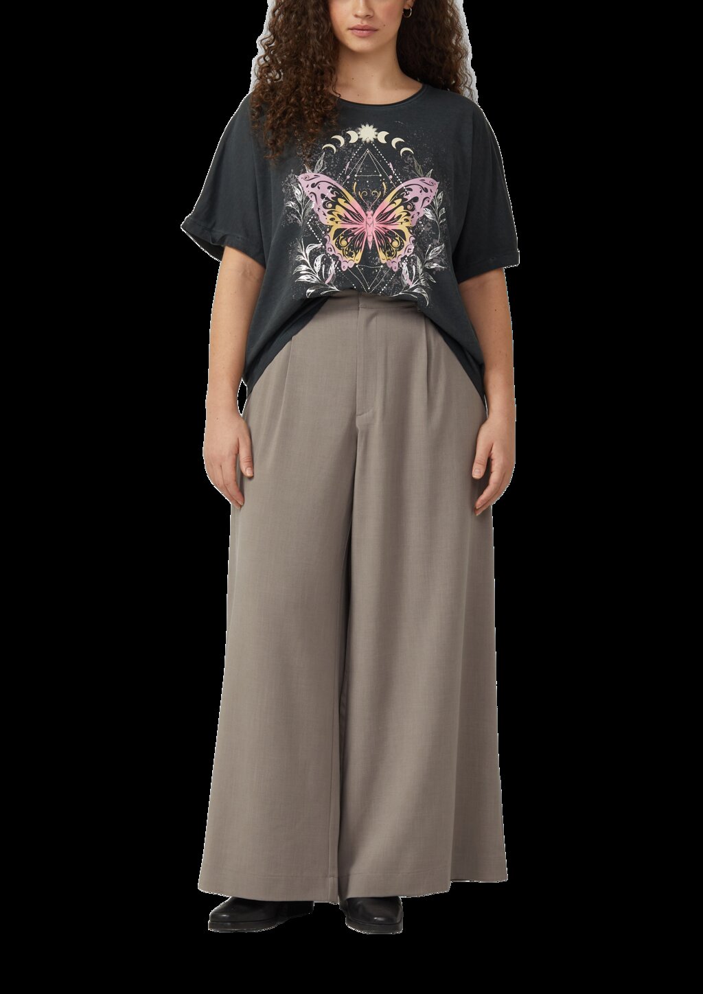 T-Shirt mit Frontprint im Loose Fit und Fledermausärmeln