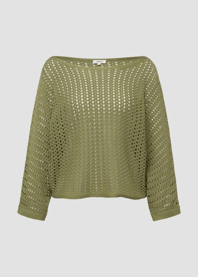 Oversize-Strickpullover mit U-Boot-Ausschnitt und 3/4-Ärmeln