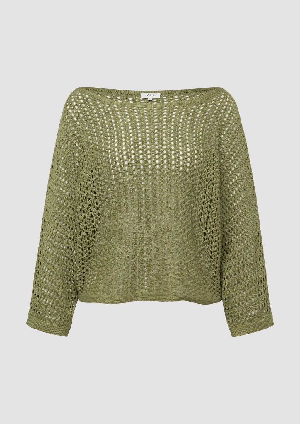 Oversize-Strickpullover mit U-Boot-Ausschnitt und 3/4-Ärmeln