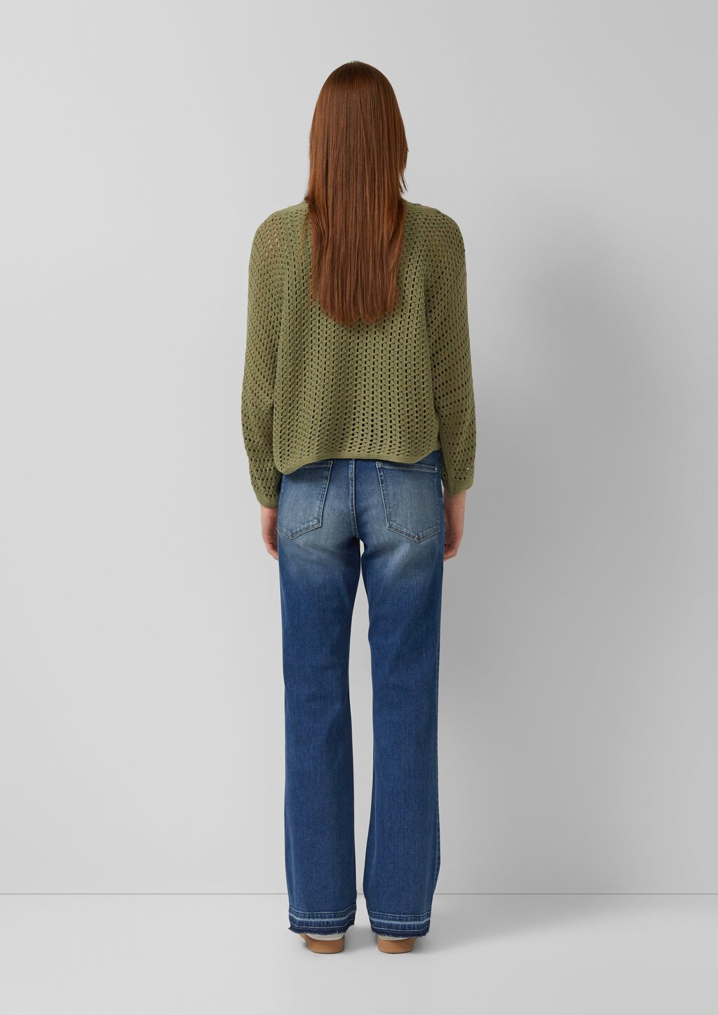 Oversize-Strickpullover mit U-Boot-Ausschnitt und 3/4-Ärmeln