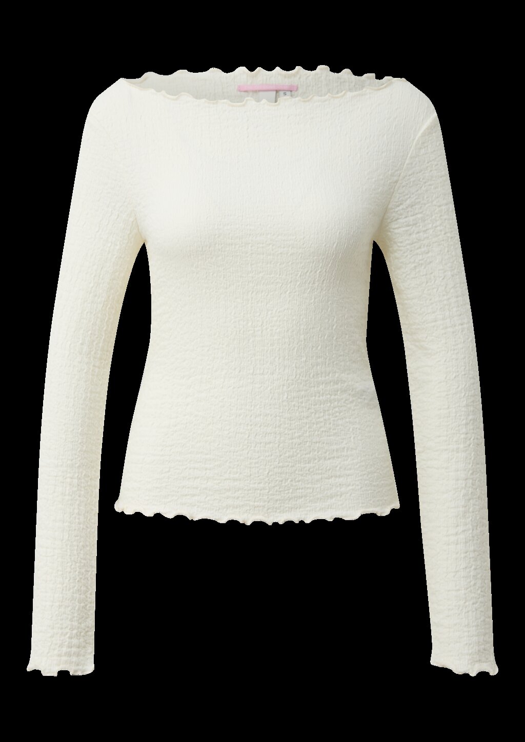 Strukturiertes Langarmshirt mit U Bootausschnitt