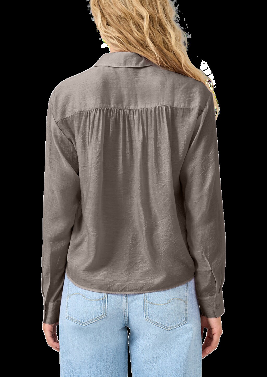 Leicht transparente Bluse mit Gummizug am vorderen Saum