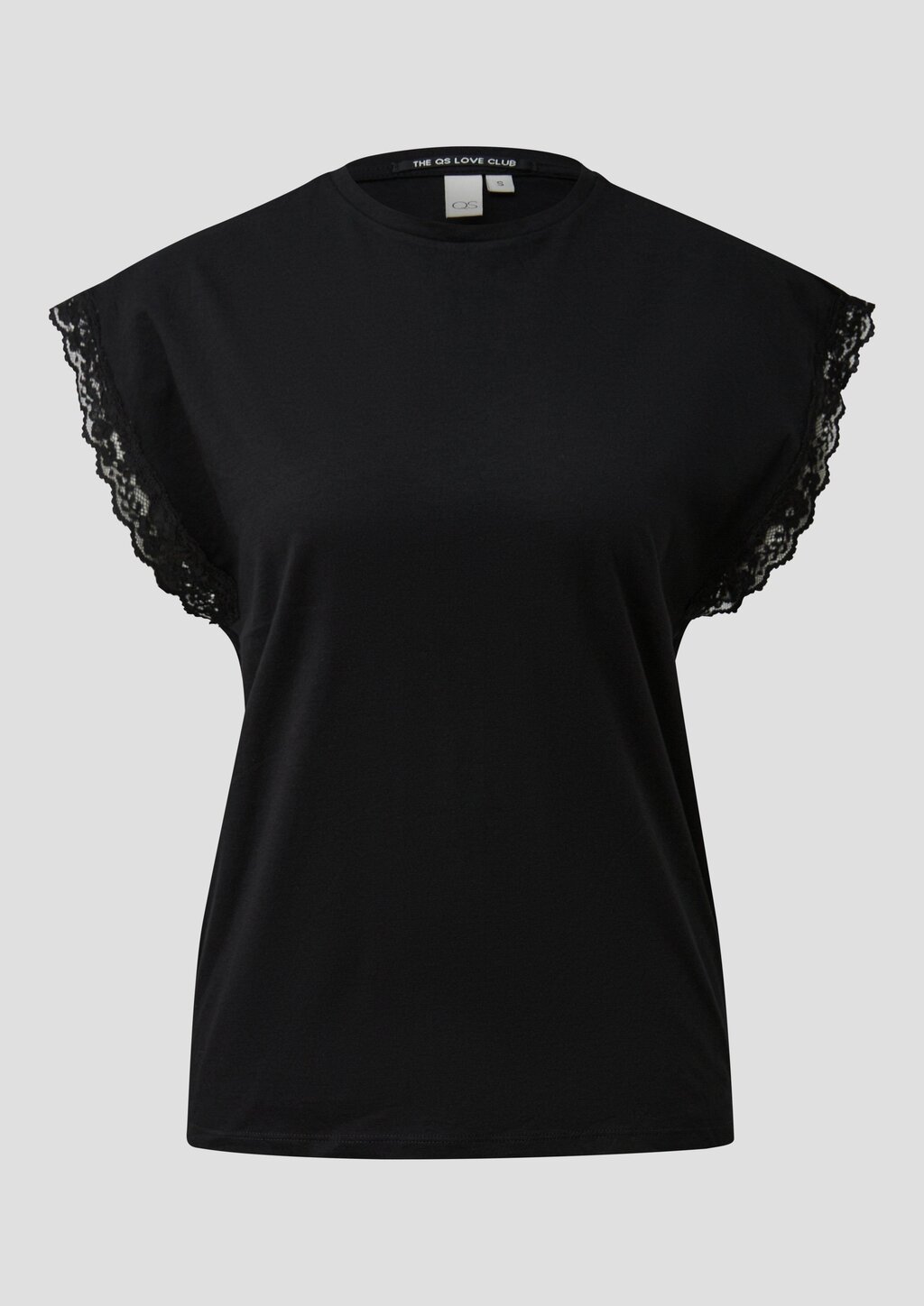 Lässiges Baumwollshirt mit Spitzenkante am Armloch