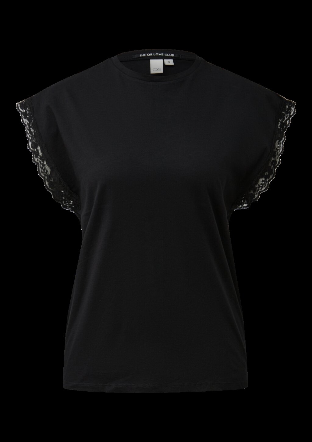 Lässiges Baumwollshirt mit Spitzenkante am Armloch