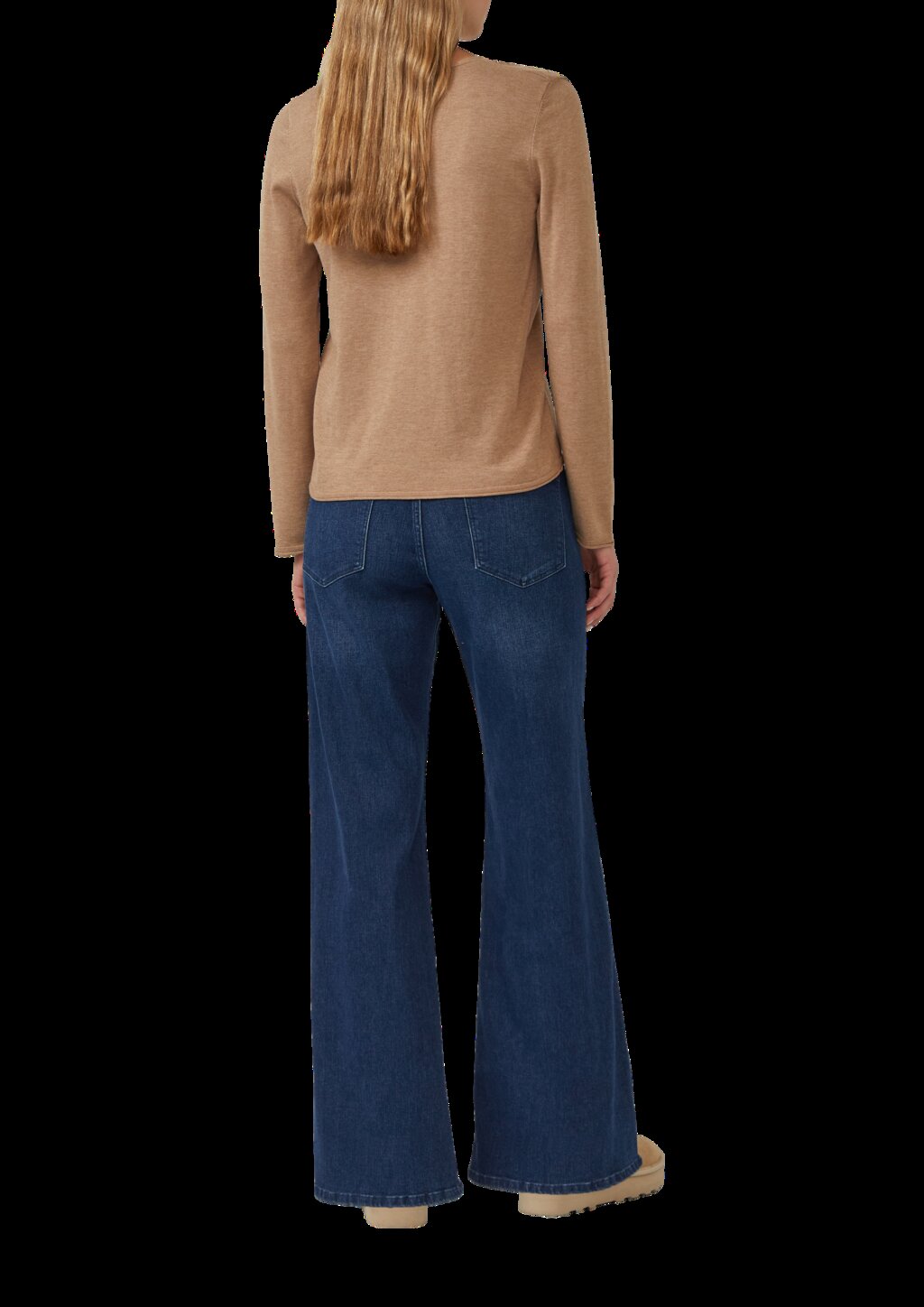 Feinstrickpullover mit V-Ausschnitt und Rollkante am Saum