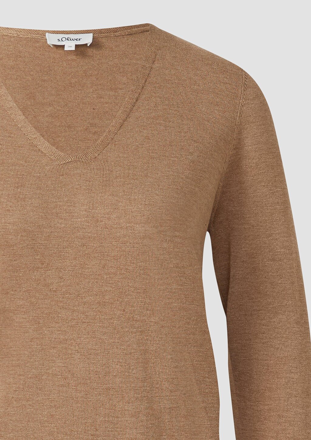 Feinstrickpullover mit V-Ausschnitt und Rollkante am Saum