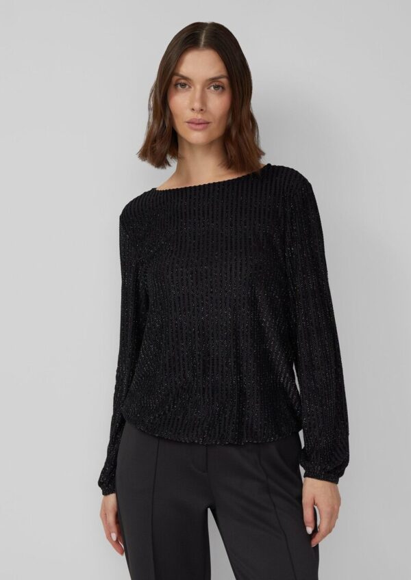 Samt-Shirt mit Ausbrennermuster und Gummibündchen