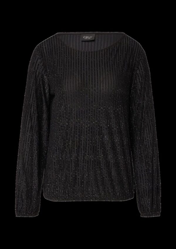 Samt-Shirt mit Ausbrennermuster und Gummibündchen